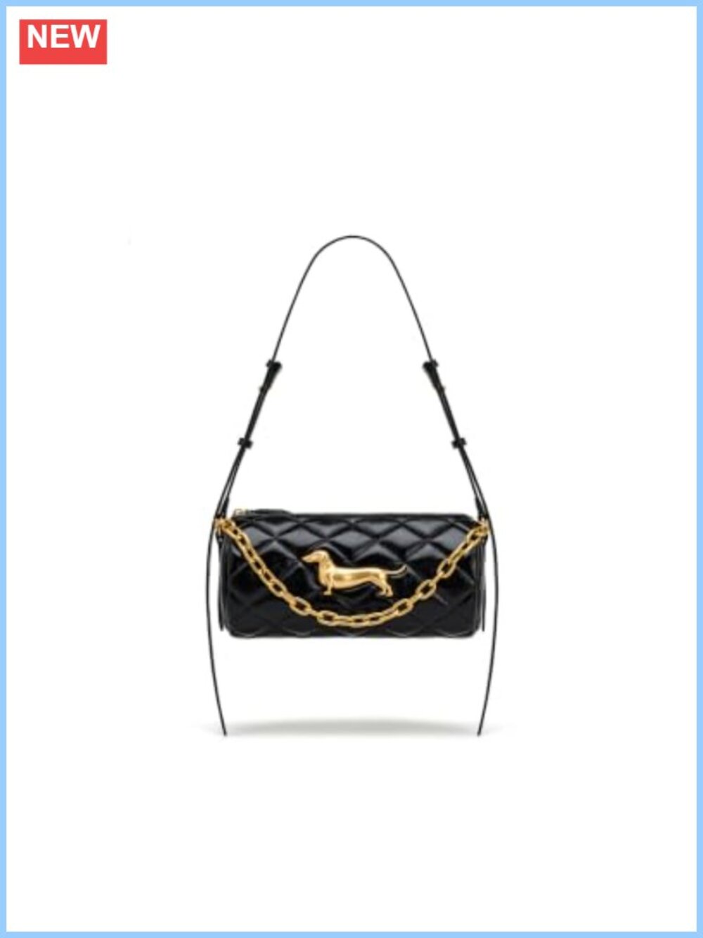 Quilted Vegan Leather Chain Shoulder Bag Crossbody Adjustable Strap